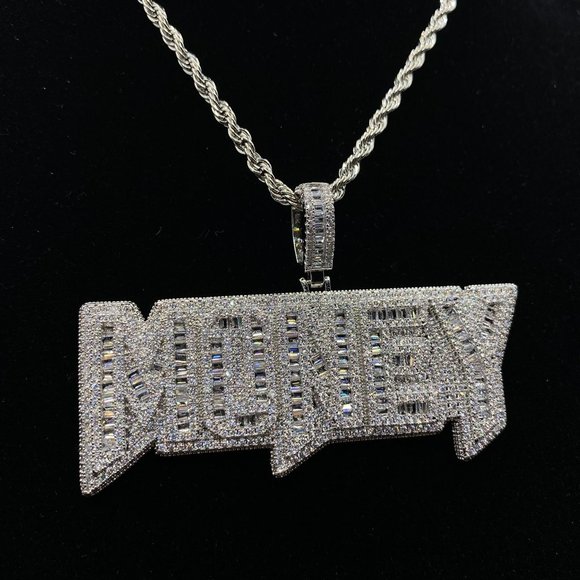 925 Silver CASH OVA BROKE VVS CZ Iced Out Pendant – HipHopBling Silver Color Iced Out Money Necklace